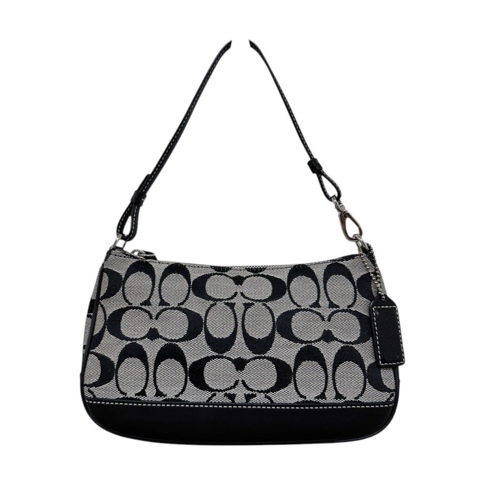 Coach Signature Vintage Demi Pouch Shoulder Bag Black Grey 6094‎